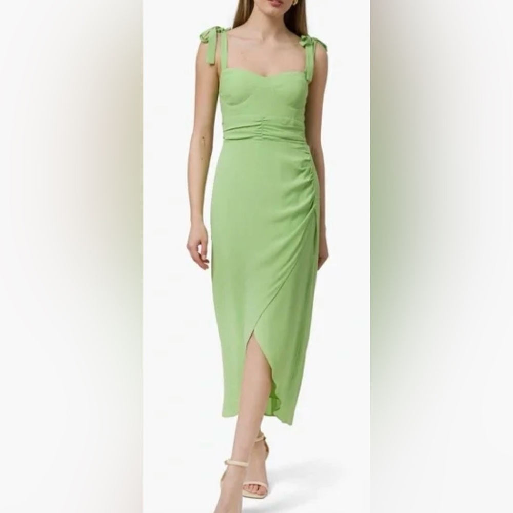 Wayf Malibu faux wrap lime green midi dress size small NWT spring / summer
